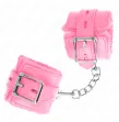 KINK - POLSINI IMBOTTITI IN PELLICCIA CON FORI QUADRI ROSA E CINTURA ROSA REGOLABILE 17-29 CM X 6 CM