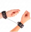 KINK - KLEINE HANDGELENKSFESSELN SCHWARZ MIT ROTEM FUTTER VERSTELLBAR 14-24 CM X 3,5 CM