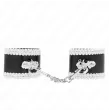 KINK - MUÑEQUERAS NEGRO CON ENCAJE DECORATIVO BLANCO AJUSTABLE 20-23 CM X 5.5 CM