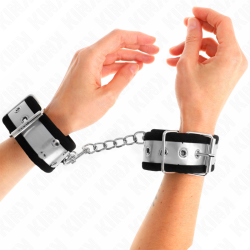 KINK - THIN WRIST RESTRAINTS BLACK - SILVER 30 X 4 CM