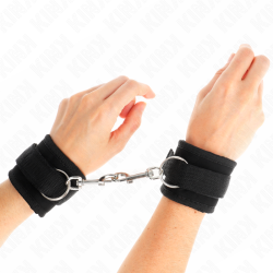 KINK - NYLON BIND HOOKandLOOP WRIST RESTRAINTS BLACK MODEL 2 ADJUSTABLE 18-35 CM X 6 CM