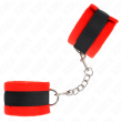 KINK - MANCHETTES DÉBUTANT EN FOURRURE NOIR-ROUGE 30 X 7 CM
