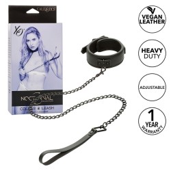 CALEXOTICS - NOCTURNAL HALSBAND and LEINE LEDER VERSTELLBAR SCHWARZ