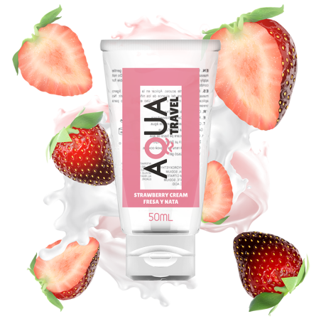 AQUA TRAVEL - LUBRIFIANT À BASE DEAU SAVEUR CRÈME DE FRAISE - 50 ML