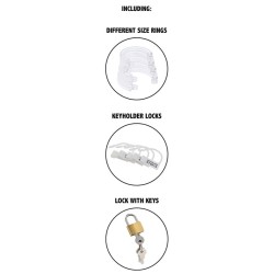 HIDDEN DESIRE - EXTREME CHASTITY COCK CAGE ACRYLIC ADJUSTABLE CLEAR