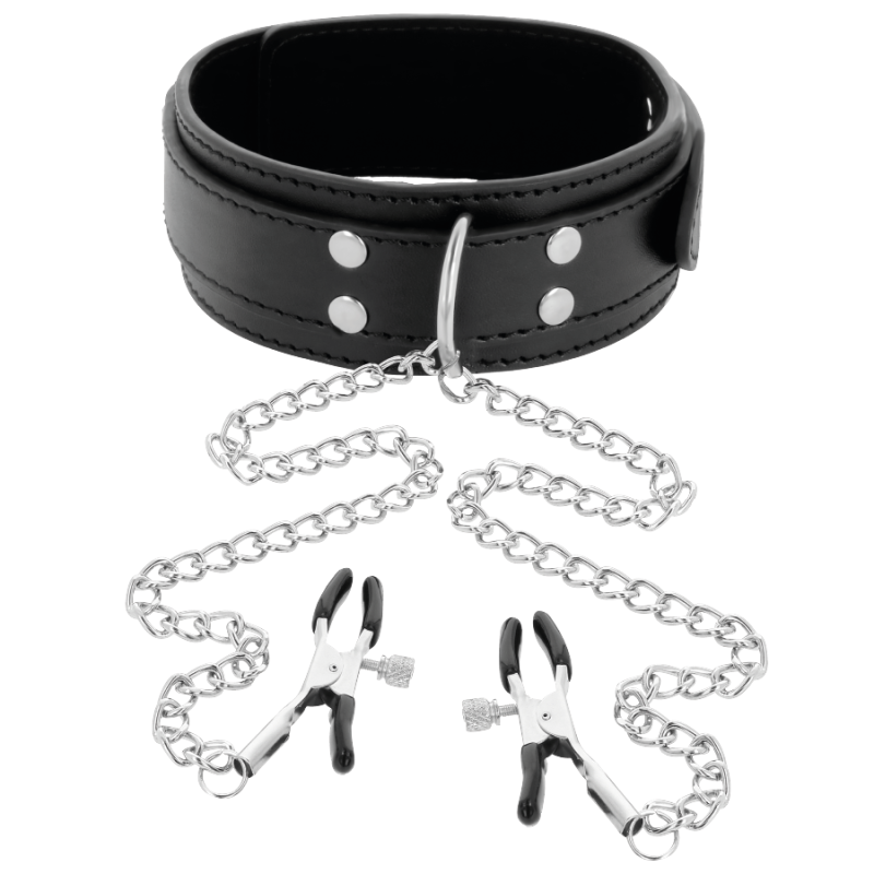 DARKNESS - HALSBAND MIT NIPPELKLAMMERN SCHWARZ DARKNESS - HALSBAND MIT NIPPELKLAMMERN SCHWARZ