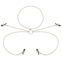 OHMAMA FETISH 4 PINCES À TÉTONS AVEC COLLIER CHAÎNE