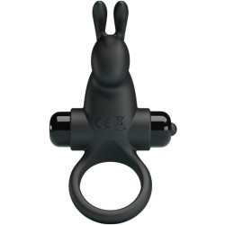 PRETTY LOVE - ANILLO VIBRADOR ESTIMULADOR RABBIT CLÍTORIS 10 VIBRACIONES NEGRO