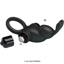 PRETTY LOVE - ANNEAU VIBRANT STIMULATEUR DE CLITORIS RABBIT 10 VIBRATIONS NOIR