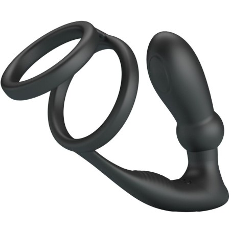 PRETTY LOVE - ANNEAU PÉNIS EMONI PLUG ANAL 12 VIBRATIONS NOIR