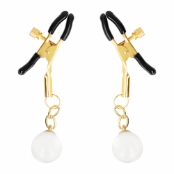 KINK - MORSETTI PER CAPEZZOLI CON PERLINE DI VETRO ORO 6 CM