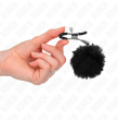 KINK - FAUX FUR BALL NIPPLE CLAMP BLACK 6 CM