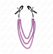 KINK - PINZAS PARA PEZONES CON TRIPLE CADENA VIOLETA 20-23-28 CM KINK - PINZAS PARA PEZONES CON TRIPLE CADENA VIOLETA 20-23-28 CM