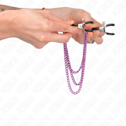KINK - NIPPLE CLAMPS WITH 3 CHAINS PURPLE 20-23-28 CM