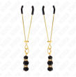 KINK - PINZAS PARA PEZONES DORADA FINA CON TRIPLE BOLA DE VIDRIO NEGRO 7 CM KINK - PINZAS PARA PEZONES DORADA FINA CON TRIPLE BOLA DE VIDRIO NEGRO 7 CM