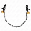 KINK - PINZAS PARA PEZONES PLANAS NEGRO CON CASCABEL Y CADENA PLATEADO 30 CM KINK - PINZAS PARA PEZONES PLANAS NEGRO CON CASCABEL Y CADENA PLATEADO 30 CM