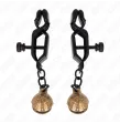 KINK - PINZAS PARA PEZONES PLANAS NEGRO CON CASCABEL 7 CM KINK - PINZAS PARA PEZONES PLANAS NEGRO CON CASCABEL 7 CM