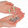 KINK - LUMINOUS SKULL NIPPLE CLAMPS WITH RING BELLS ADJUSTABLE GREEN - SILVER