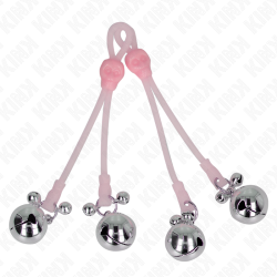KINK - PINCES À TÉLÉPIN LUMINEUSES CRÂNE AVEC ANNEAU CLOCHES RÉGLABLES ROSE - ARGENT