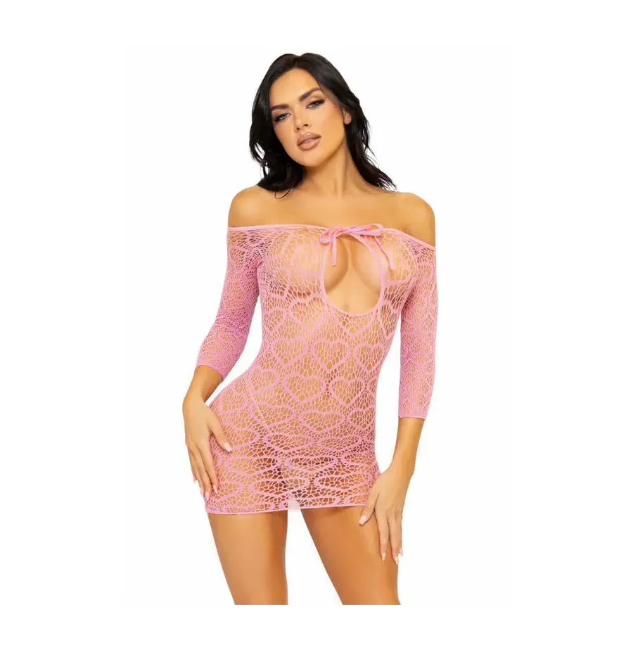 LEG AVENUE - HEART NET MINIKLEID EINE GRÖSSE - ROSA LEG AVENUE - HEART NET MINIKLEID EINE GRÖSSE - ROSA