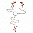 KINK - PINCES À TAMELON ET CLITO BELL TRIPLE ROUGE AVEC CHAINE 30 CM