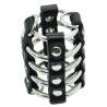 OHMAMA FETISH - CAGE PÉNIS AVEC ANNEAUX MÉTALLIQUES ET SANGLE EN CUIR
