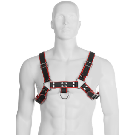 LEATHER BODY - KETTENHARNESS III SCHWARZ-ROT
