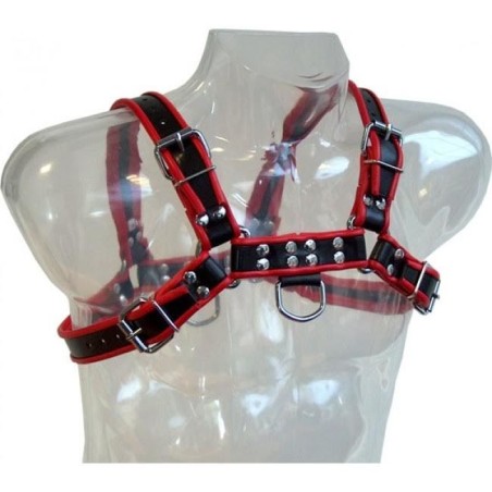 LEATHER BODY - CHAIN HARNESS III BLACK - RED