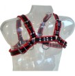 LEATHER BODY - CATENA HARNESS III NERO - ROSSO LEATHER BODY - CATENA HARNESS III NERO - ROSSO