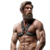 FETISH SUBMISSIVE ATTITUDE - MENS CROSS-OVER ECO-LEATHER CHEST HARNESS WITH STUDS