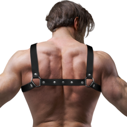 FETISH SUBMISSIVE ATTITUDE - HARNAIS DE POITRINE RÉGLABLE EN ÉCO-CUIR POUR HOMMES AVEC CROIX BULLDOG
