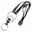 KINK - TRIPLE METAL PENIS RING 3.8 CM TO 5 CM WITH LEATHER BELT 112 CM