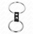 KINK - DOPPIO ANELLO PER PENE IN METALLO DA 3,7 CM A 5 CM COLLEGATO CON CINTURINO IN PELLE MODELLO 2