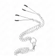 KINK - DREIFACH CHROM METALL PENISRING 3,8 CM BIS 5 CM MIT 26 CM METALLKETTE UND NIPPELKLEMMEN MODELL 2