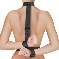 FETISH SUBMISSIVE BONDAGE - COLLAR and WRIST CUFFS BODY RESTRAINT SET