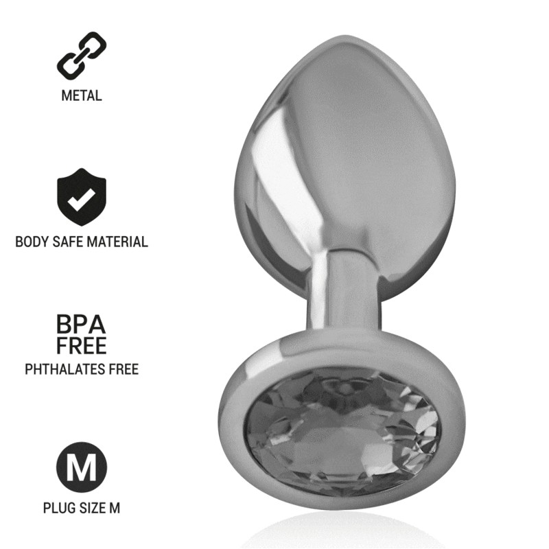 INTENSE - PLUG ANAL EN MÉTAL ALUMINIUM AVEC VERRE NOIR TAILLE M INTENSE - PLUG ANAL EN MÉTAL ALUMINIUM AVEC VERRE NOIR TAILLE M