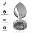 INTENSE - ALUMINUM METAL ANAL PLUG WITH BLACK GLASS SIZE L