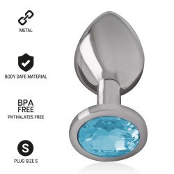 INTENSE - PLUG ANALE IN METALLO ALLUMINIO CON CRISTALLO BLU TAGLIA S