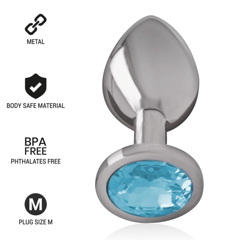 INTENSE - PLUG ANALE IN METALLO ALLUMINIO CON VETRO BLU TAGLIA M INTENSE - PLUG ANALE IN METALLO ALLUMINIO CON VETRO BLU TAGLIA M