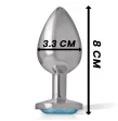 INTENSE - ALUMINUM METAL ANAL PLUG WITH BLUE GLASS SIZE M INTENSE - ALUMINUM METAL ANAL PLUG WITH BLUE GLASS SIZE M