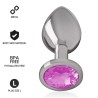 INTENSE - PLUG ANAL EN MÉTAL ALUMINIUM AVEC CRISTAL ROSE TAILLE L