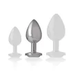 INTENSE - ALUMINUM METAL ANAL PLUG WHITE HEART SIZE M INTENSE - ALUMINUM METAL ANAL PLUG WHITE HEART SIZE M