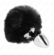 KINK - BOUCHON EN ACIER INOXYDABLE 7 x 3 CM AVEC QUEUE DE LAPIN EN FAUSSE FOURRURE NOIRE 8 CM