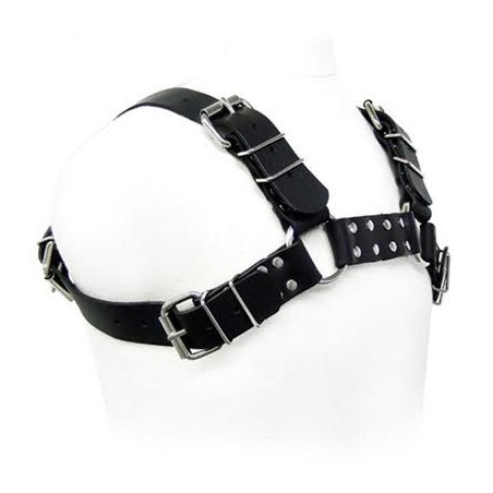 LEATHER BODY - BLACK BULL DOG HARNESS
