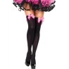 LEG AVENUE - NYLON THIGH HIGHS WITH BOW BLACK - PINK