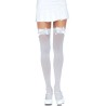 LEG AVENUE - NYLON THIGH HIGHS WITH BOW WHITE - WHITE