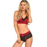 LEG AVENUE - 2 PIECES SET BLACK AND RED S-M