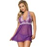 SUBBLIME - BABYDOLL WHITE FLORAL LACES PURPLE S-M