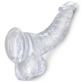 KING COCK - CLEAR PÉNIS COURBE RÉALISTE AVEC BOULES 16.5 CM TRANSPARENT