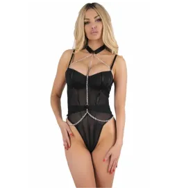 LIVCO CORSETTI FASHION - MELISENDA CF 1709 BADEMANTEL HEMD STRING SCHWARZ S